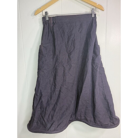 Ivey Abitz Women’s S/M Skirt Dark Gray Linen Midi Length Circle Skirt Pockets - Picture 5 of 9